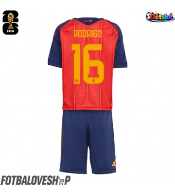 Španělsko Rodri Hernandez #16 Dětské Domácí Dres MS 2026 Krátký Rukáv (+ trenýrky)